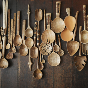 Wooden salad set w/ bamboo