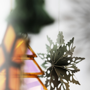 Hanging paper snowflakes