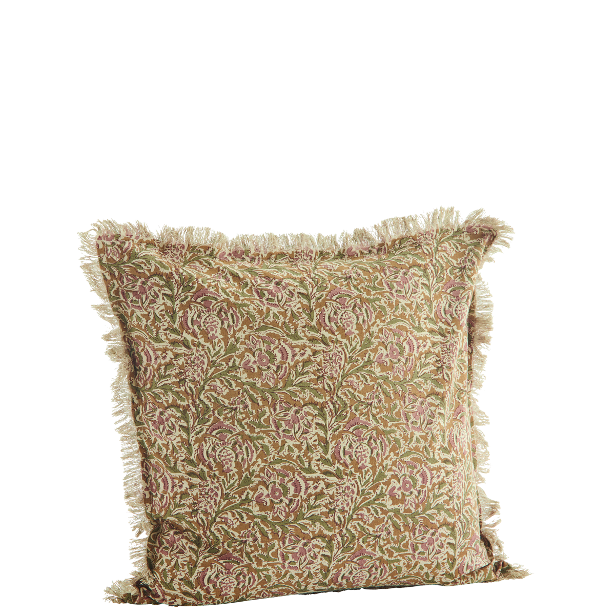 Printed cushion cover w/ fringes