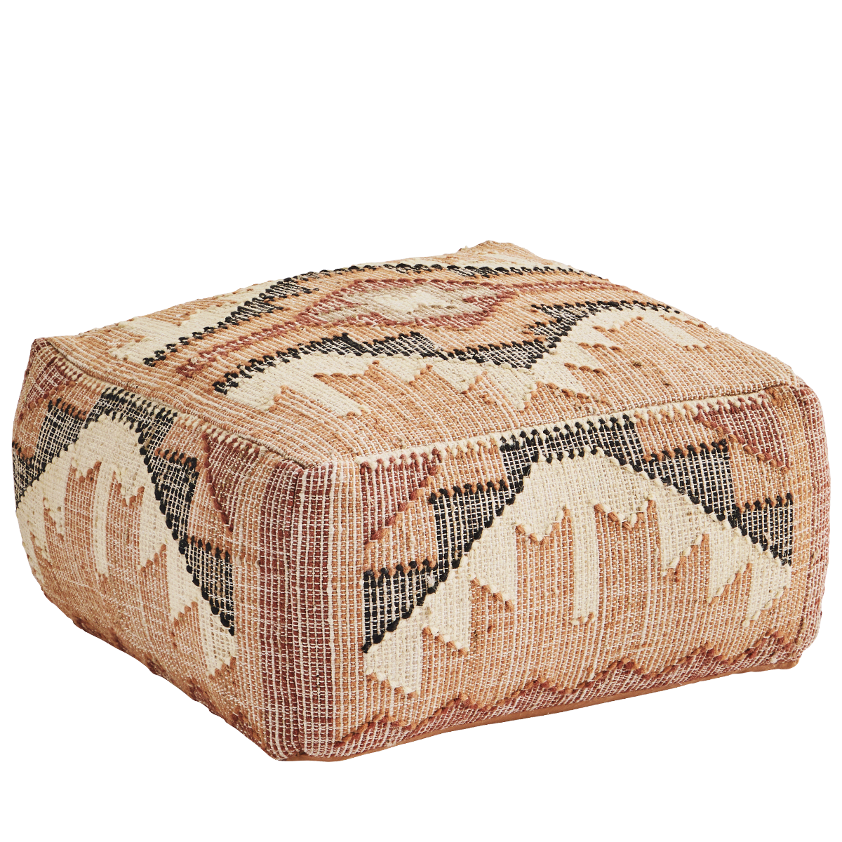 Handwoven wool pouf