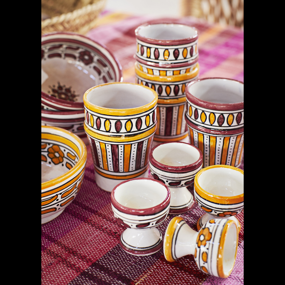 Hand painted stoneware egg cup