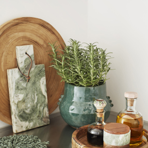 Wooden tray w/ bamboo