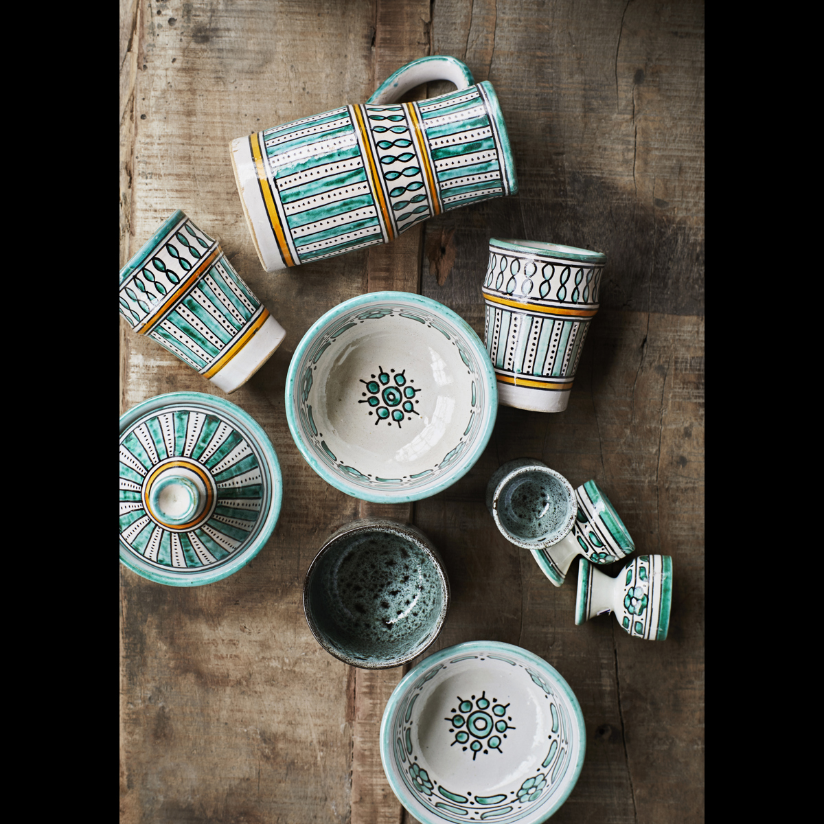 Hand painted stoneware egg cup