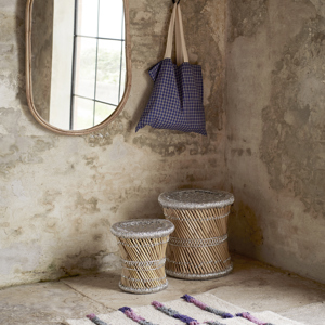 Oval mirror w/ bamboo frame