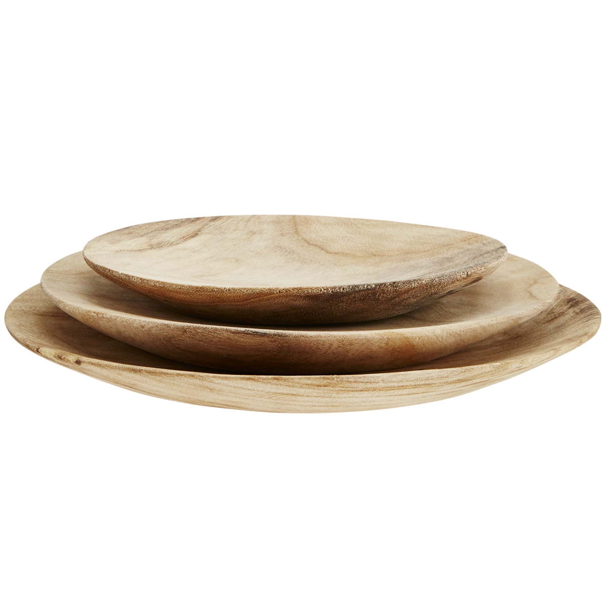 Round wooden plates