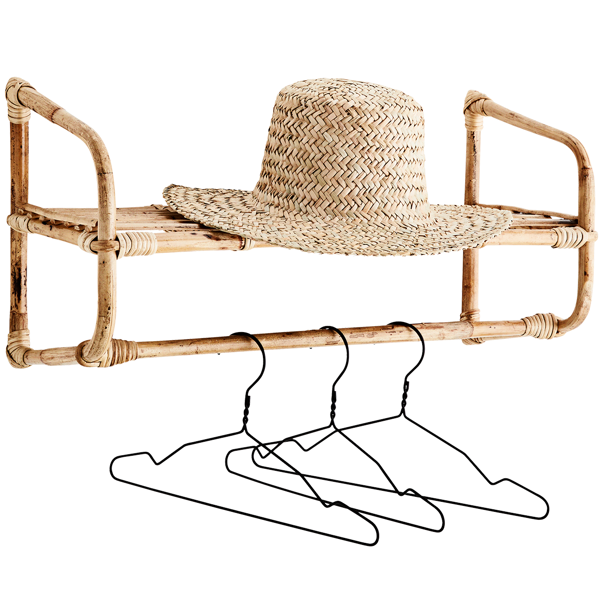 Hanging bamboo shelf