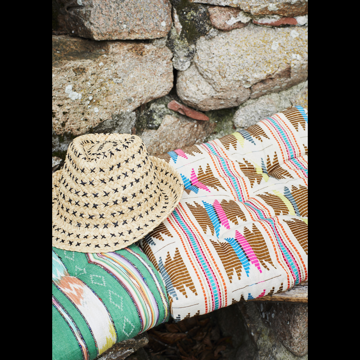 Ikat woven cotton chair pad