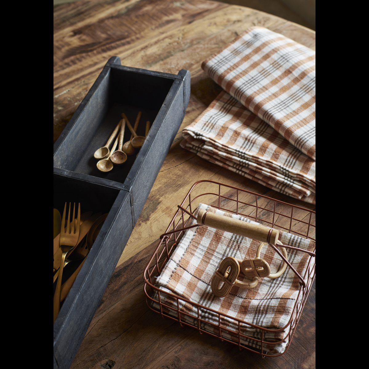 Checked cotton napkin
