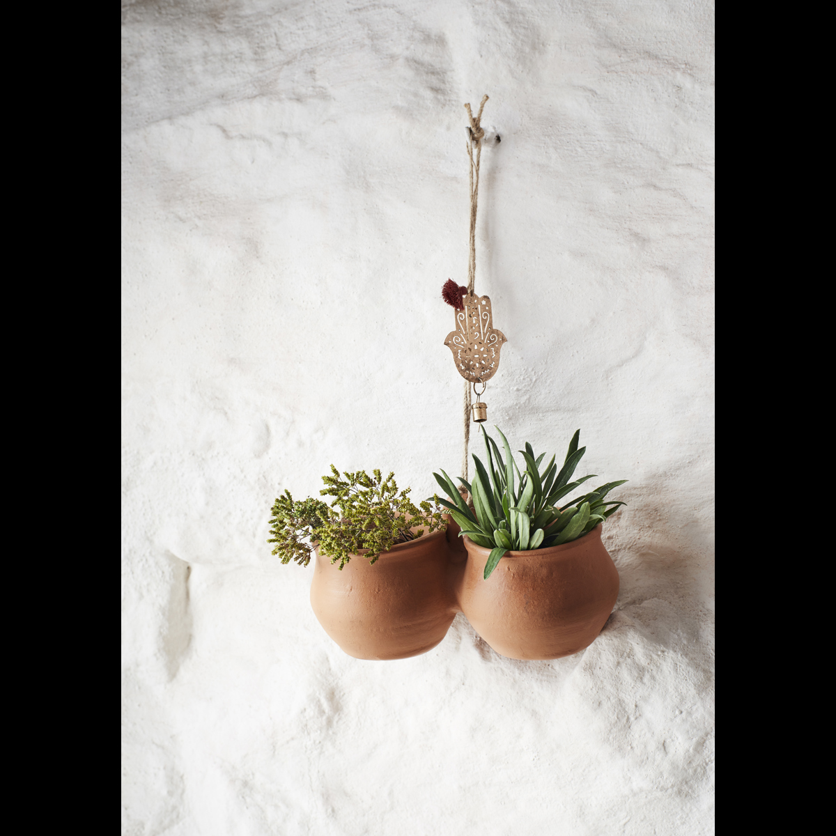 Hanging terracotta flower pots