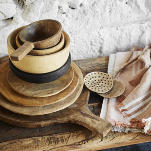 Wooden salad set w/ bamboo