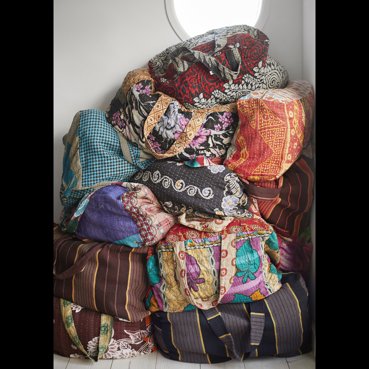 Recycled kantha travel bag
