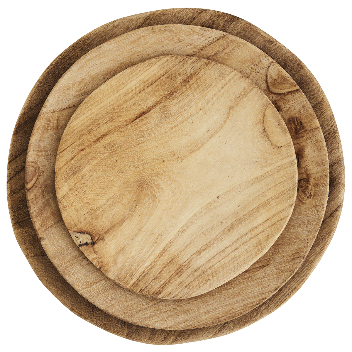 Round wooden plates
