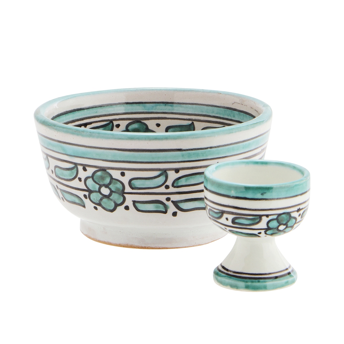 Hand painted stoneware egg cup
