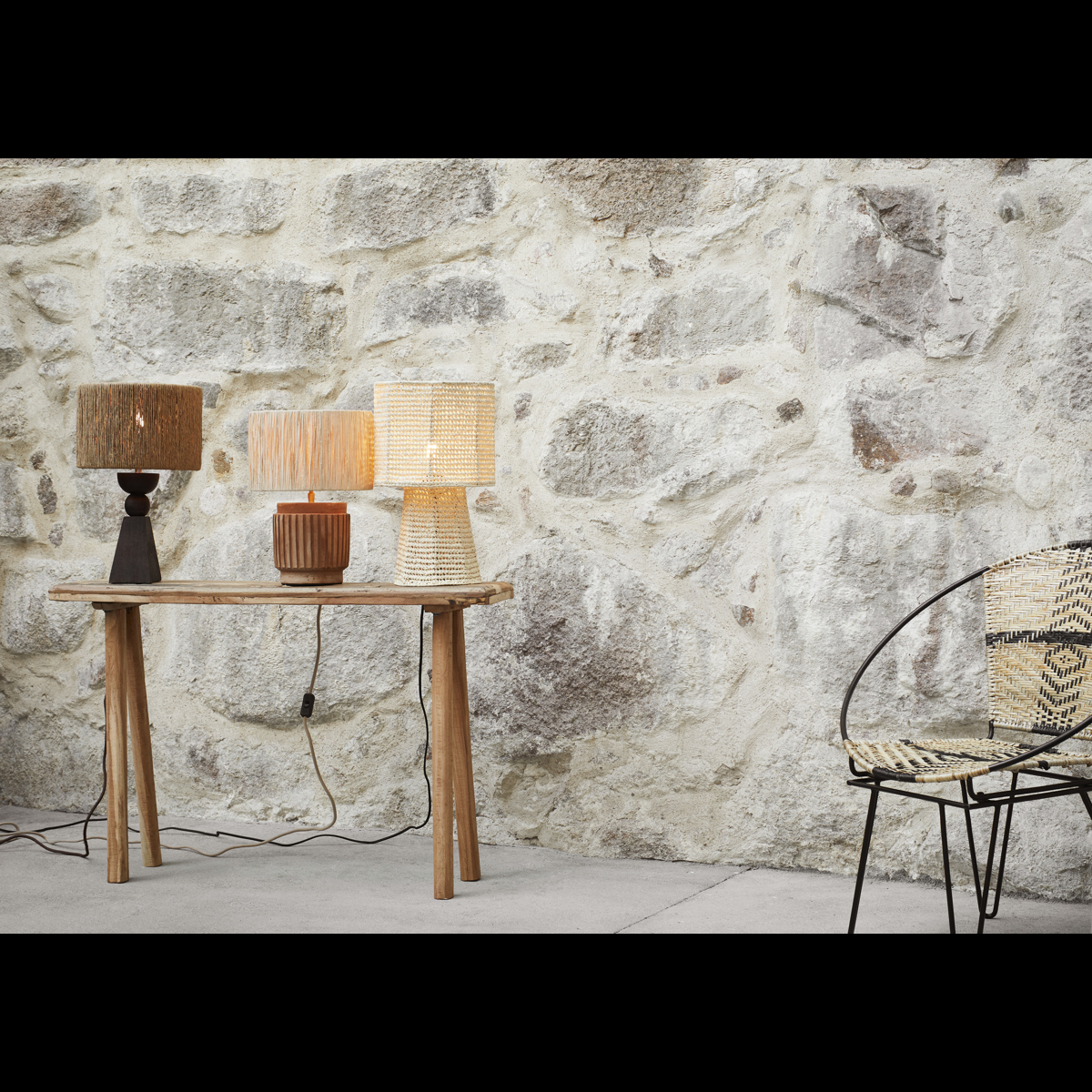 Iron lounge chair w/ rattan