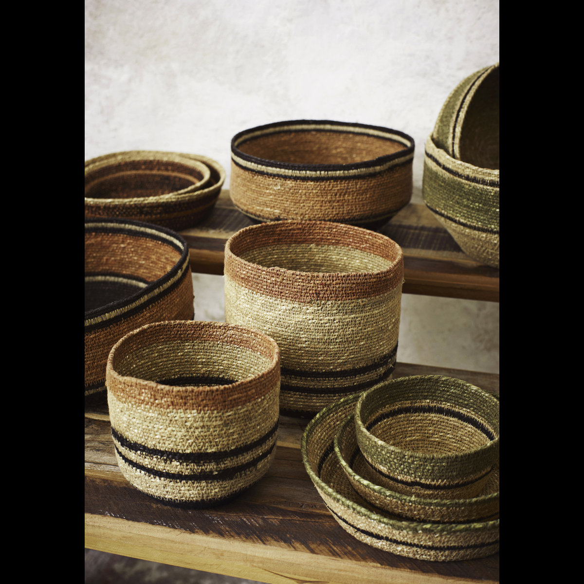 Seagrass trays w/ stitching