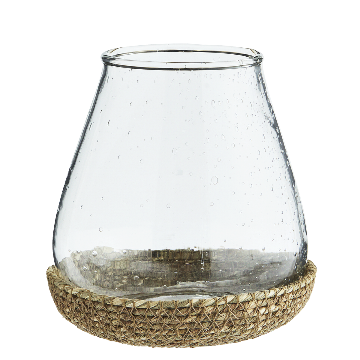 Glass votive w/ jute tray