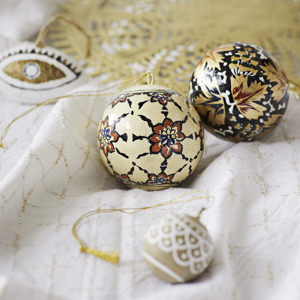Hand painted paper mache balls