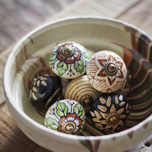 Hand-painted stoneware doorknob