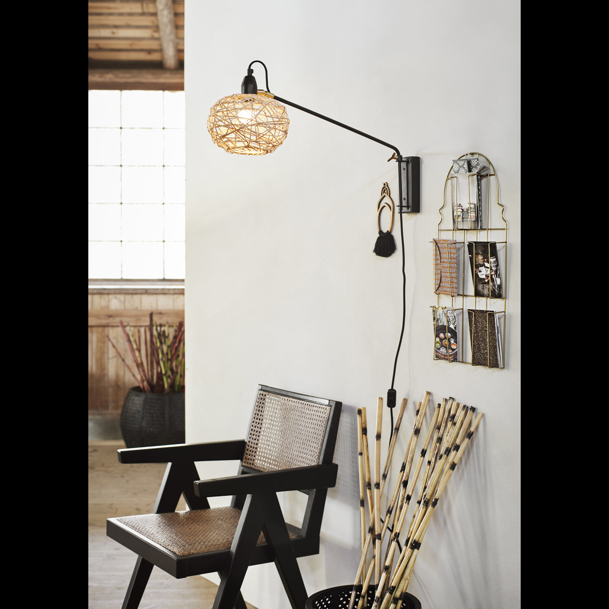 Wooden chair w/ rattan