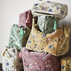Embroidered velvet washbag
