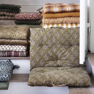Checked cotton chair pad