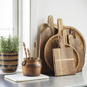 Striped stoneware flower pot