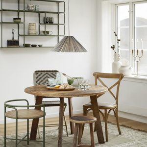 Iron chair w/ wooden seat