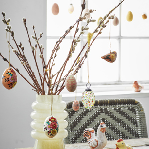 Hand painted paper mache egg