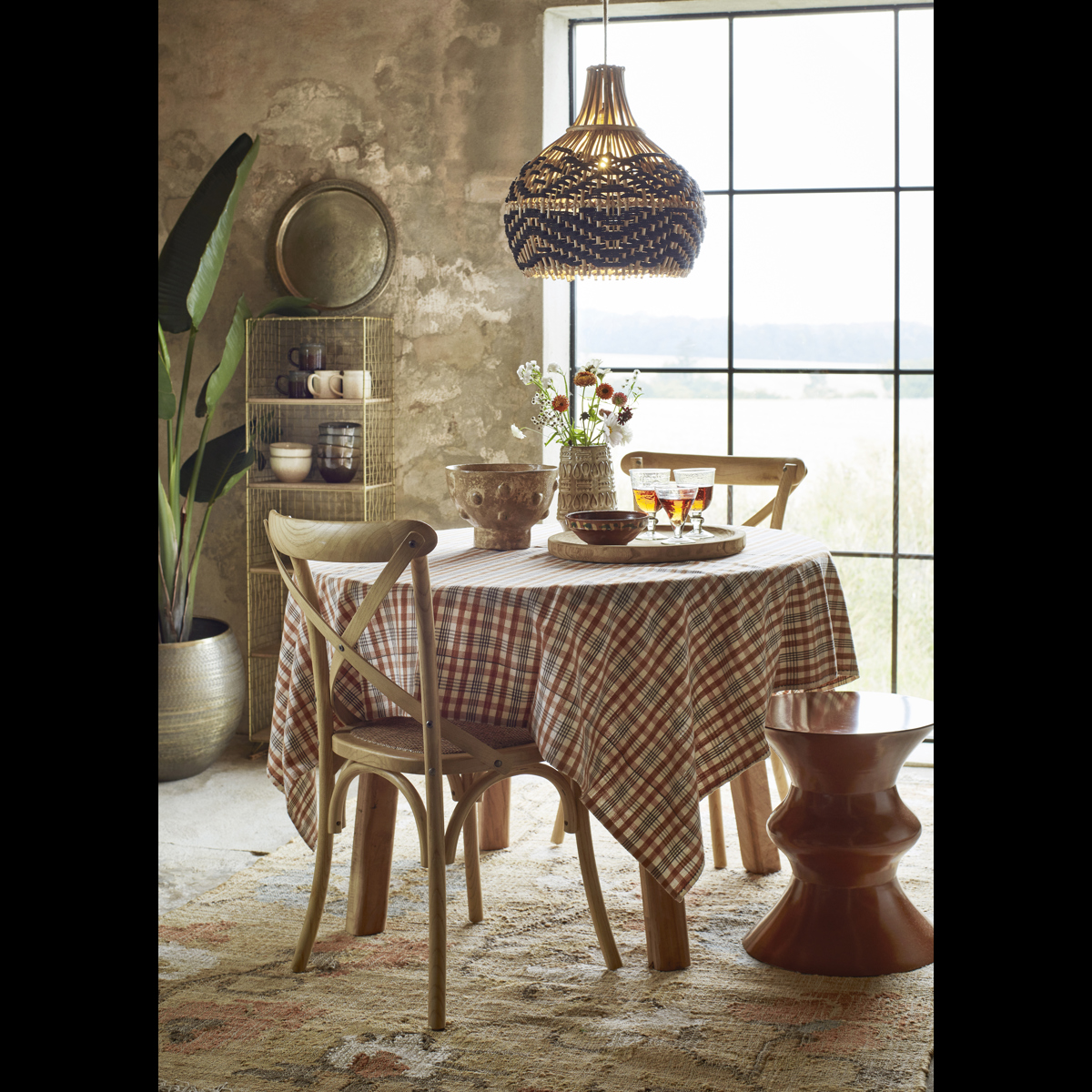 Bamboo lamp shade w/ cotton