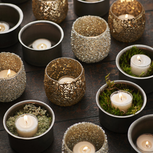 Glass votive w/ glitter