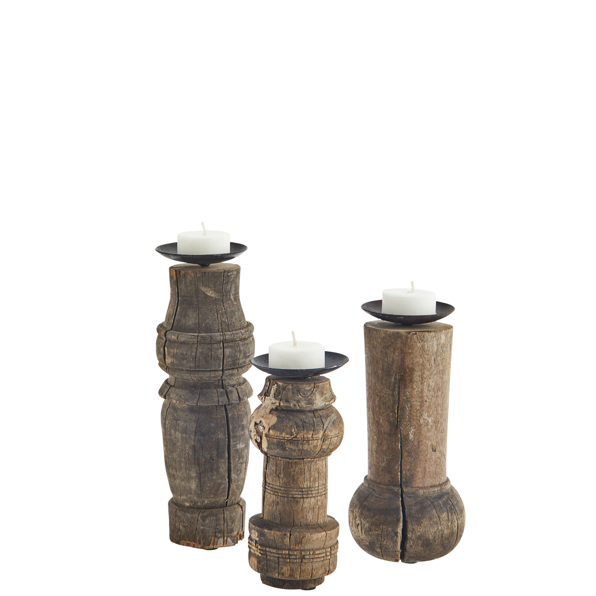 Upcycled wooden candle stands