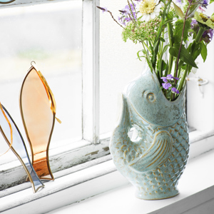 Stoneware fish vase