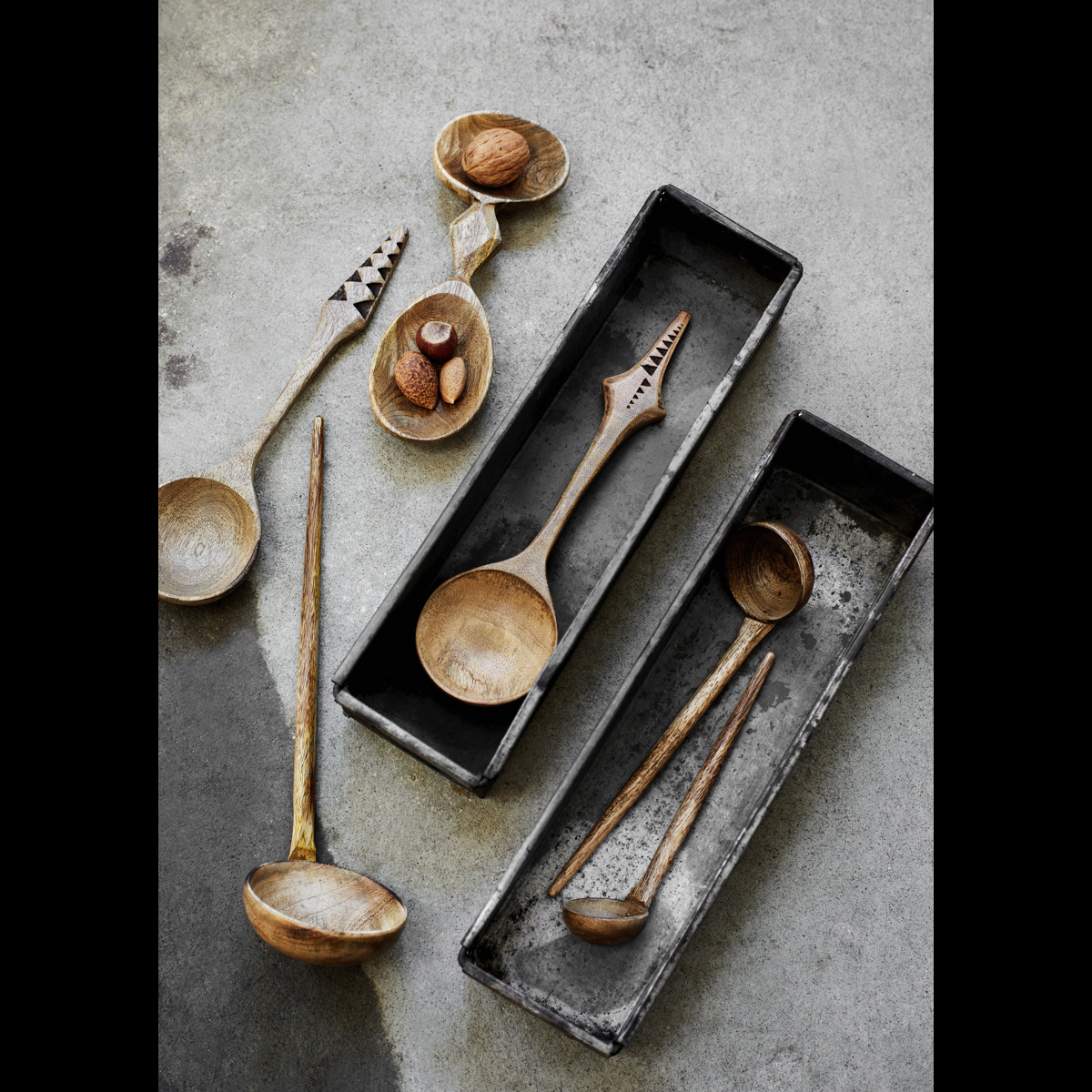 Hand carved wooden ladle