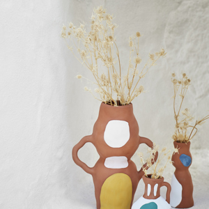 Hand painted terracotta vase