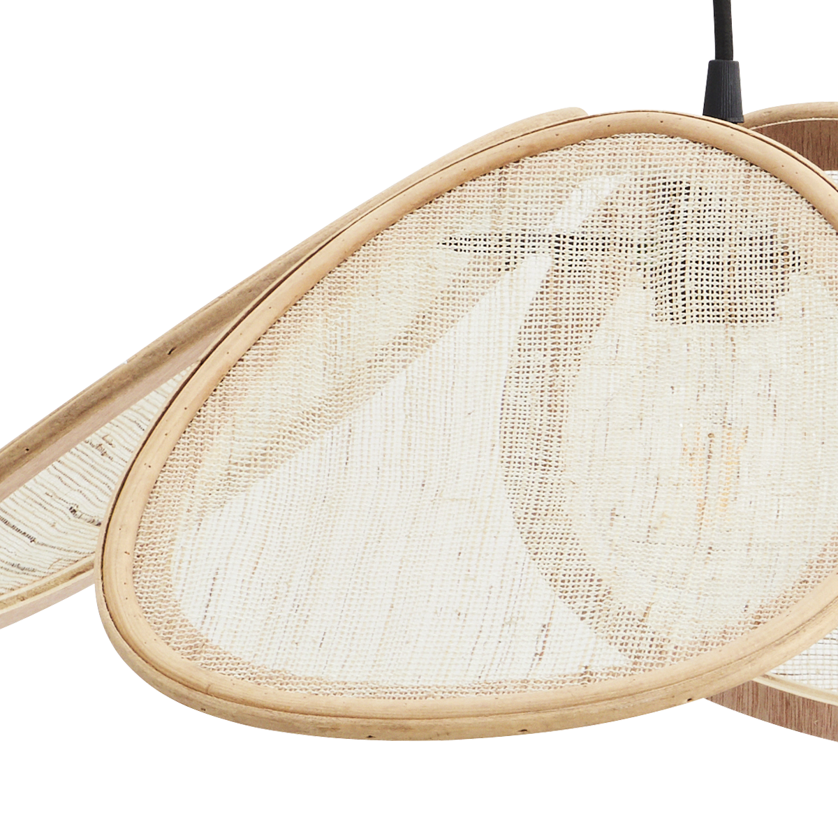 Rattan ceiling lamp w/ linen