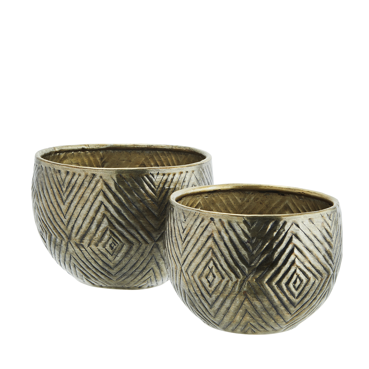 Hand hammered aluminum flower pots