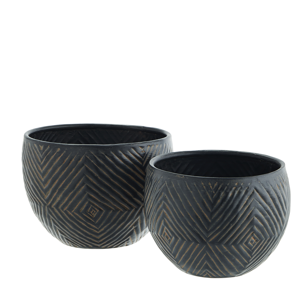 Hand hammered aluminum flower pots