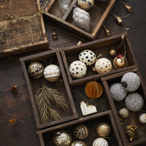Handmade paper mache christmas balls