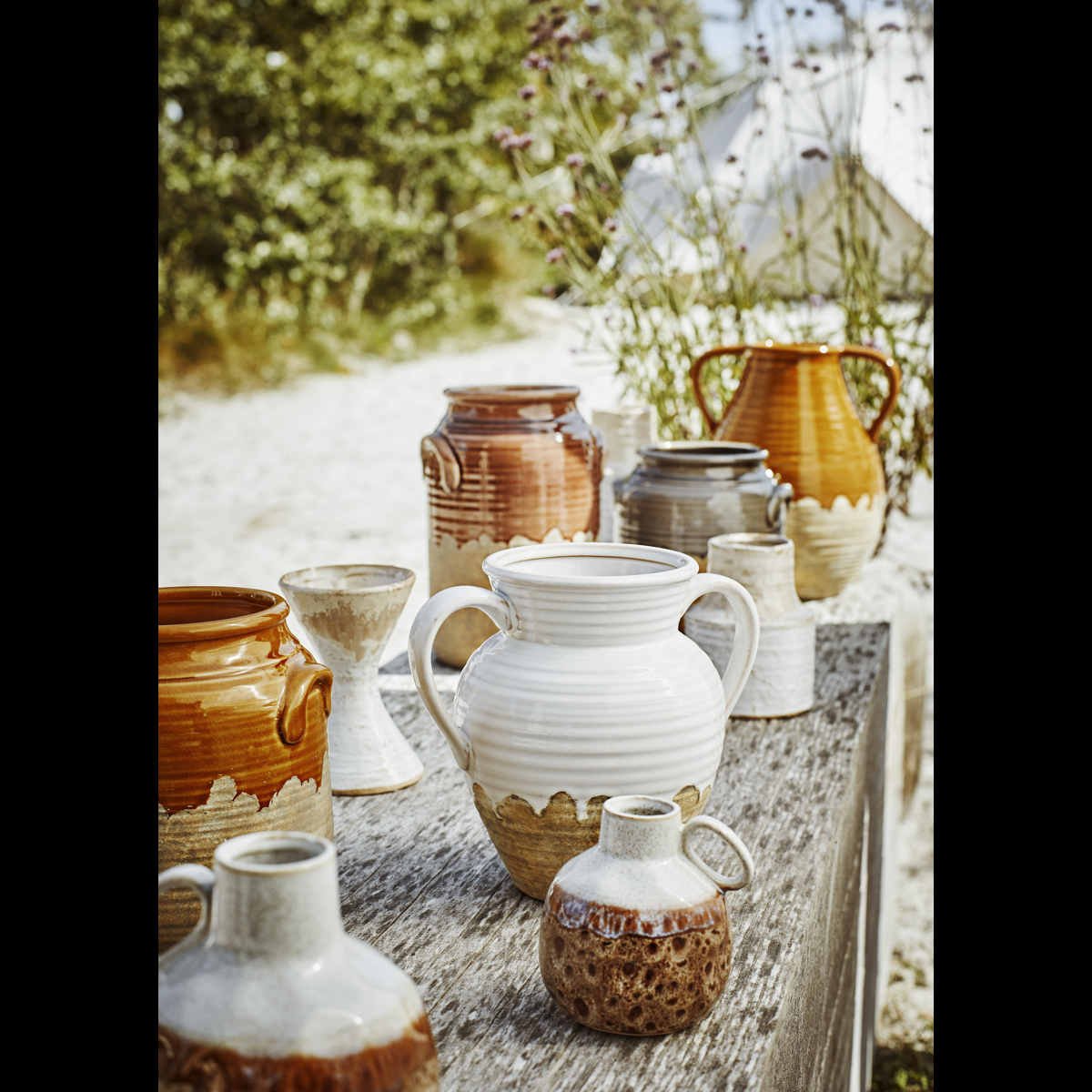 Stoneware vase w/ handles