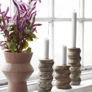 Recycled wooden candle holders
