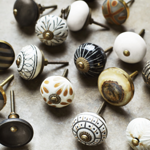 Hand-painted stoneware doorknob