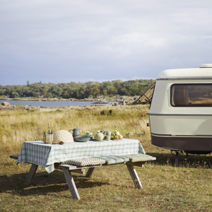 Checked woven cotton chair pad