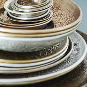 Hand hammered aluminium trays