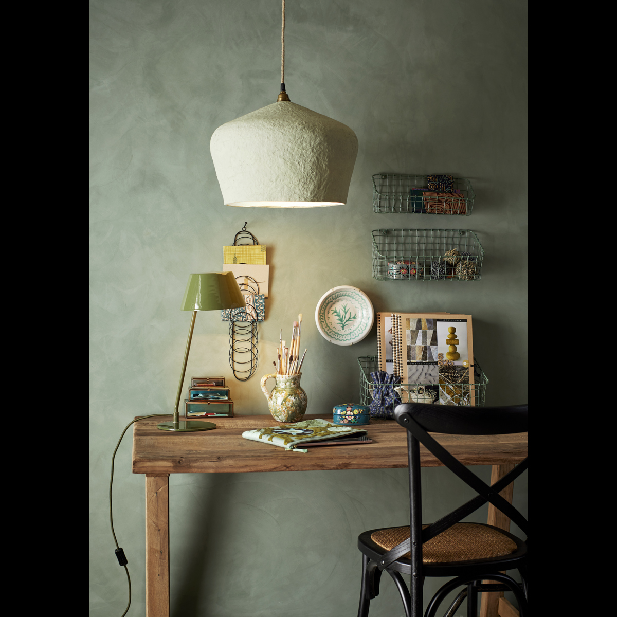 Cotton mache lamp shade